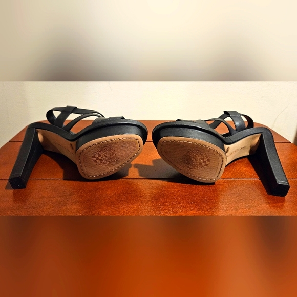 Vince Camuto Women's Cantara Platform Wedges Leather Sandal Black Size 8 - Picture 2 of 8